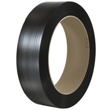 1/2" x .025 x 7200' Black 16 x 6" Core Hand Grade Polypropylene Strapping - Embossed image
