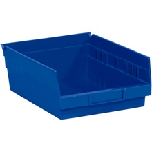 11 5/8 x 11 1/8 x 4" Blue Plastic Shelf Bin Boxes image