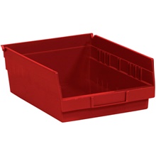 11 5/8 x 11 1/8 x 4" Red Plastic Shelf Bin Boxes image