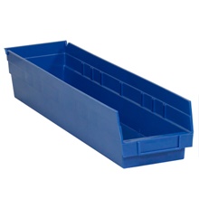 23 5/8 x 4 1/8 x 4" Blue Plastic Shelf Bin Boxes image