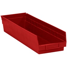 23 5/8 x 6 5/8 x 4" Red Plastic Shelf Bin Boxes image