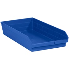 23 5/8 x 11 1/8 x 4" Blue Plastic Shelf Bin Boxes image