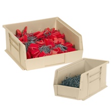 5 3/8 x 4 1/8 x 3" Ivory Plastic Stack & Hang Bin Boxes image