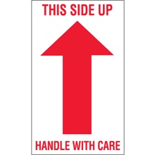 3 x 5" - "This Side Up - Handle With Care" Arrow Labels image