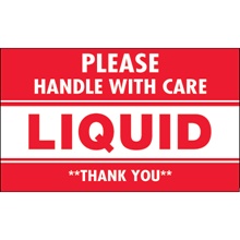 3 x 5" - "Please Handle With Care - Liquid - Thank You" Labels image