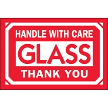 2 x 3" - "Glass - Handle With Care - Thank You" Labels image