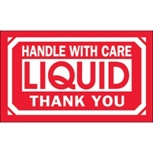 3 x 5" - "Handle With Care - Liquid - Thank You" Labels image