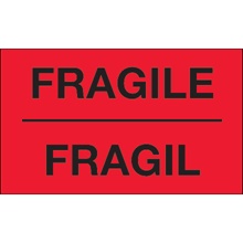 3 x 5" - "Fragil" (Fluorescent Red) Bilingual Labels image