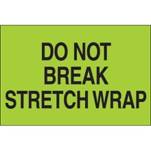 2 x 3" - "Do Not Break Stretch Wrap" (Fluorescent Green) Labels image