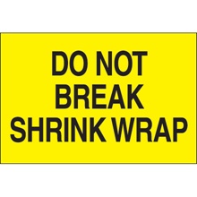 2 x 3" - "Do Not Break Shrink Wrap" (Fluorescent Yellow) Labels image