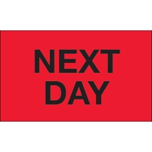 3 x 5" - "Next Day" (Fluorescent Red) Labels image