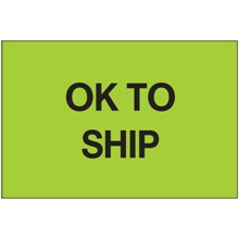 2 x 3" - "OK To Ship" (Fluorescent Green) Labels image
