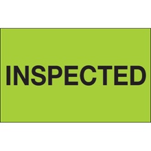 1 1/4 x 2" - "Inspected" (Fluorescent Green) Labels image