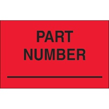 1 1/4 x 2" - "Part Number" (Fluorescent Red) Labels image