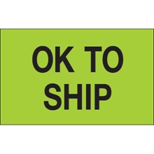 1 1/4 x 2" - "OK To Ship" (Fluorescent Green) Labels image