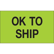 3 x 5" - "OK To Ship" (Fluorescent Green) Labels image