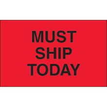 1 1/4 x 2" - "Must Ship Today" (Fluorescent Red) Labels image
