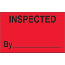 1 1/4 x 2" - "Inspected" (Fluorescent Red) Labels image