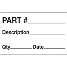 1 1/4 x 2" - "Part# - Description - Qty - Date" Labels image
