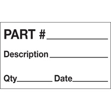 3 x 5" - "Part # - Description - Qty - Date" Labels image