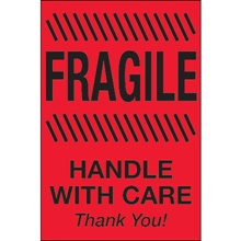 4 x 6" - "Fragile - Handle With Care" (Fluorescent Red) Labels image
