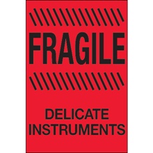 4 x 6" - "Fragile - Delicate Instruments" (Fluorescent Red) Labels image