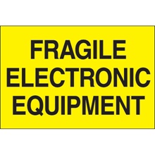 2 x 3" - "Fragile - Electronic Equipment" (Fluorescent Yellow) Labels image