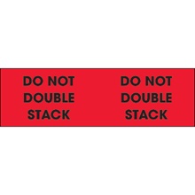 3 x 10" - "Do Not Double Stack" (Fluorescent Red) Labels image