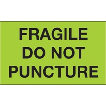 3 x 5" - "Fragile - Do Not Puncture" (Fluorescent Green) Labels image
