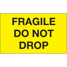 3 x 5" - "Fragile - Do Not Drop" (Fluorescent Yellow) Labels image