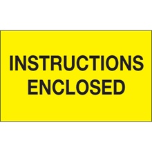 3 x 5" - "Instructions Enclosed" (Fluorescent Yellow) Labels image