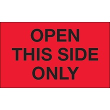 3 x 5" - "Open This Side Only" (Fluorescent Red) Labels image