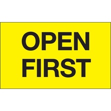 3 x 5" - "Open First" (Fluorescent Yellow) Labels image