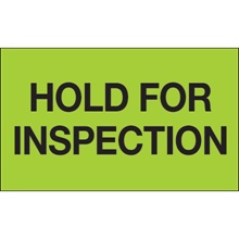 3 x 5" - "Hold For Inspection" (Fluorescent Green) Labels image