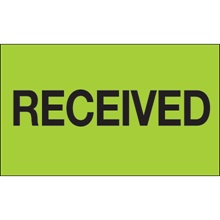 3 x 5" - "Received" (Fluorescent Green) Labels image