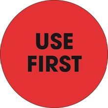 2" Circle - "Use First" Fluorescent Red Labels image