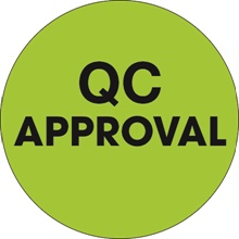 2" Circle - "QC Approval" Fluorescent Green Labels image