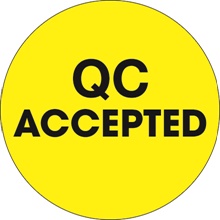 2" Circle - "QC Accepted" Fluorescent Yellow Labels image