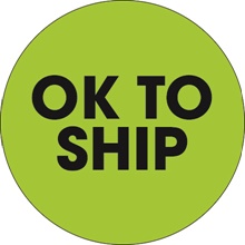 2" Circle - "Ok To Ship" Fluorescent Green Labels image