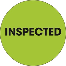 2" Circle - "Inspected" Fluorescent Green Labels image