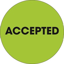 2" Circle - "Accepted" Fluorescent Green Labels image
