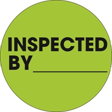 1" Circle - "Inspected By" Fluorescent Green Labels image