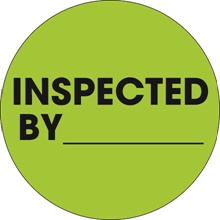 2" Circle - "Inspected By" Fluorescent Green Labels image