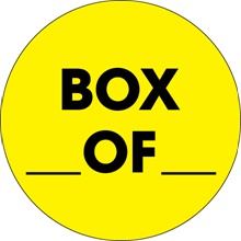 2" Circle - "Box ___ Of ___" Fluorescent Yellow Labels image