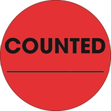 2" Circle - "Counted ___" Fluorescent Red Labels image