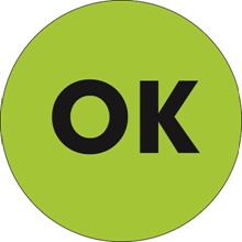 1" Circle - "OK" Fluorescent Green Labels image