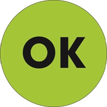 2" Circle - "OK" Fluorescent Green Labels image