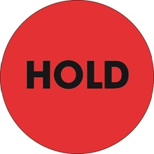 2" Circle - "Hold" Fluorescent Red Labels image