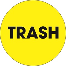 2" Circle - "Trash" (Fluorescent Yellow) Labels image