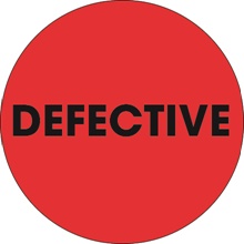 2" Circle - "Defective" Fluorescent Red Labels image
